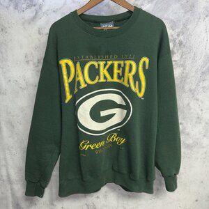 Vintage 90s Green Bay Packers Crew Neck Sweatshirt Mens Large Green Lee